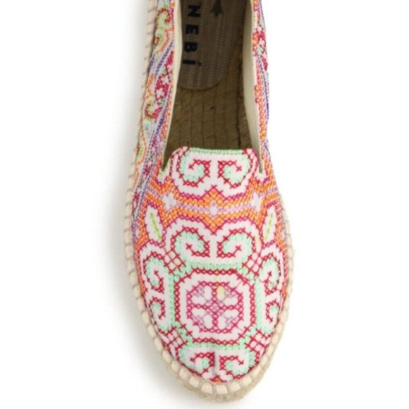 Manebi Ibiza Espadrille Shoe Cross Stitch Floral Colorful Slip On Shoes Size 37 - Picture 10 of 11
